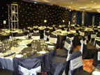 Black Chair Cover Silver Silk Sash